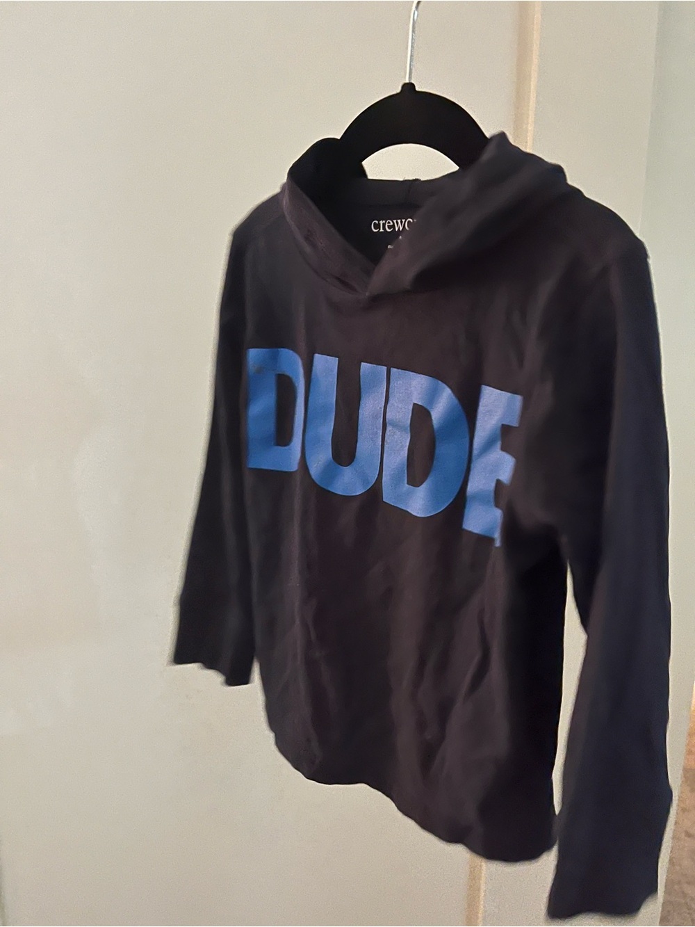 Crewcuts Black Crewneck Sweater with Blue DUDE Graphic